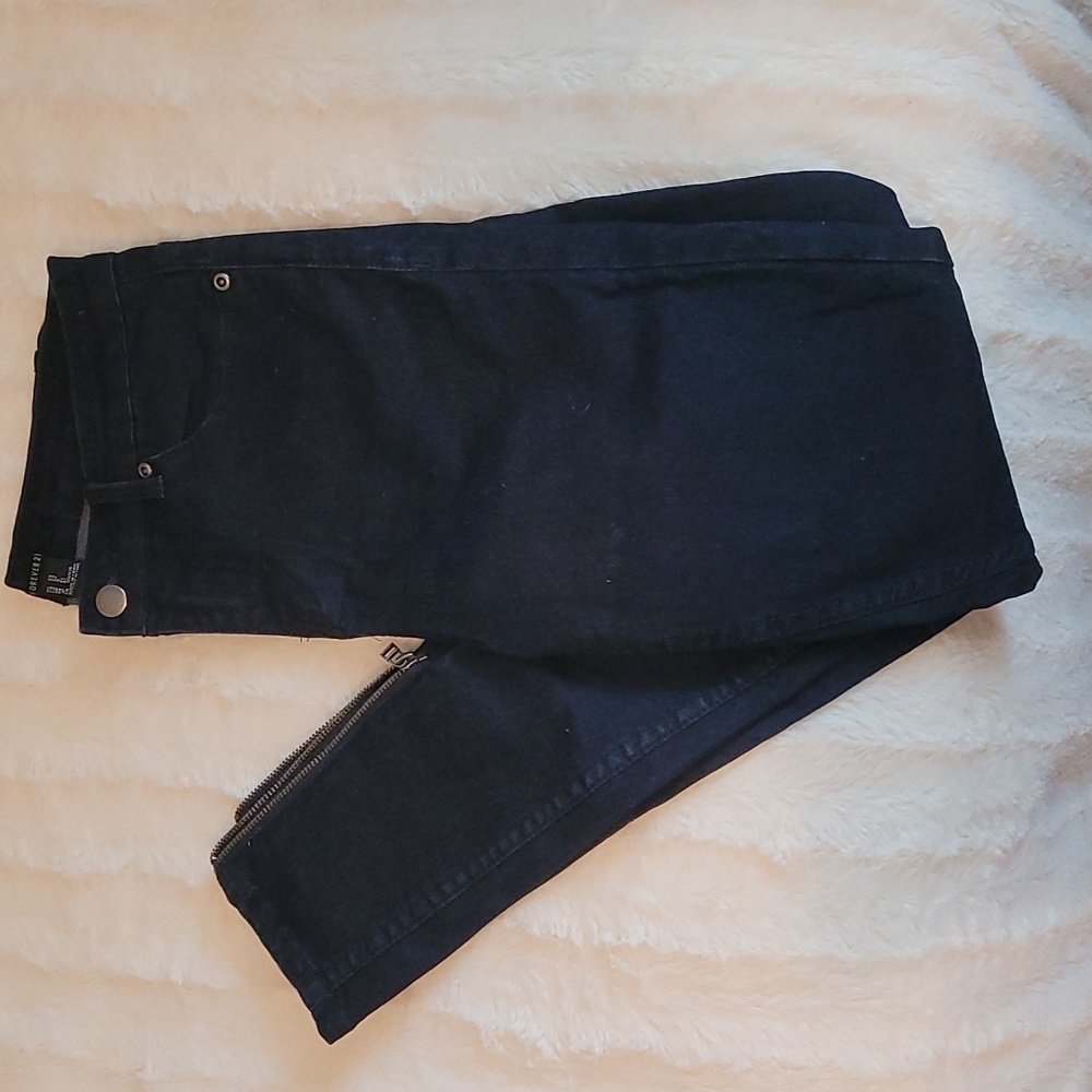 Dark Wash Side Zip Skinny Jeans